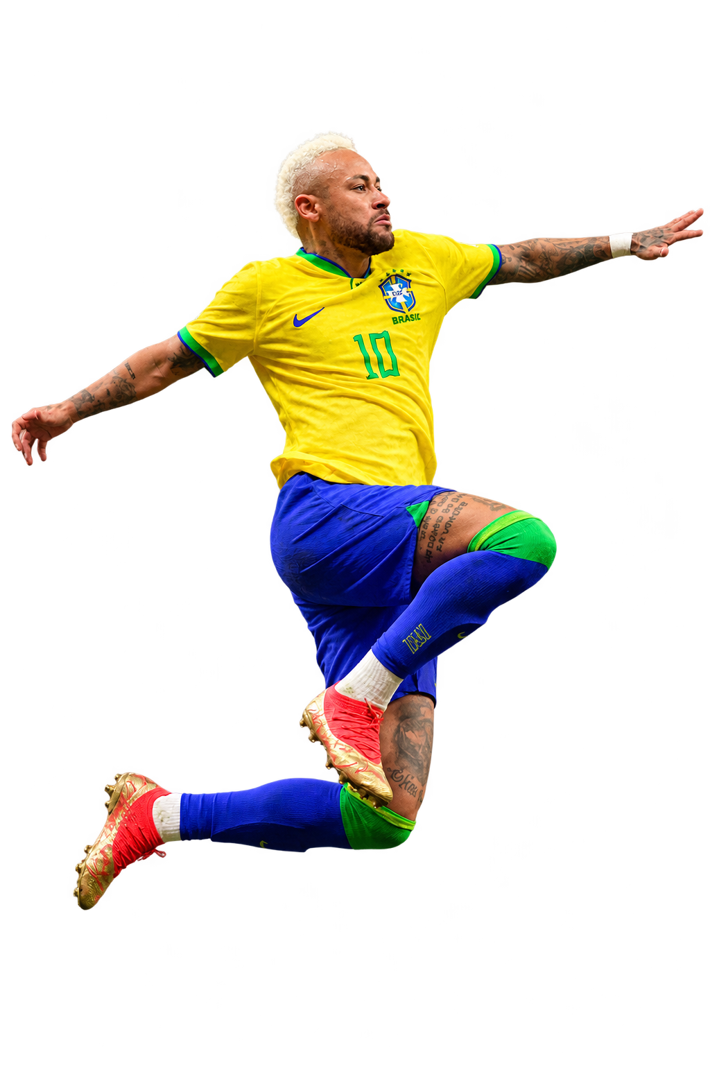 Neymar comemorando o gol contra a Croácia em 2022, recorte preparado por IA a partir de fotografia